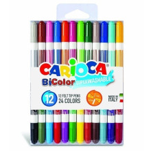 Set De 12 Feutres Double BiColor - Carioca