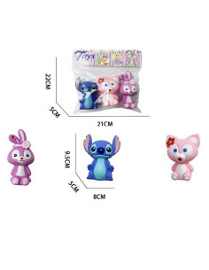 Set de 3 Figurines Animaux Mignons - (Lapin, Chat et Stitch)