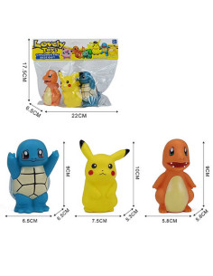 Set de 3 Figurines Style Pokémon - Pikachu, Salamèche et Carapuce
