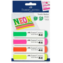 Set De 4 Marqueurs Textile Néon, Faber Castell - Réf.159591