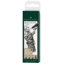 Set De 4 Stylos Feutres Pitt Artist Pen Noir, S/F/M/B - Faber-Castell