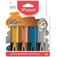 Set de 4 Surligneurs Peps Glitter Métal - Maped