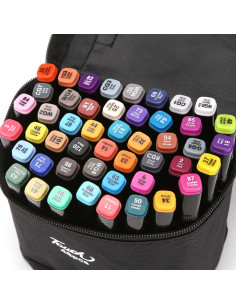 Set de 48 Marqueurs Alcool Double Pointe Touch avec Sac de Transport