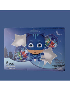 Set de 5 Ballons Gonflable, PJ Masks