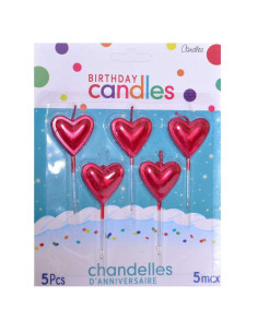Set de 5 Bougies Aniiversaire, Coeur