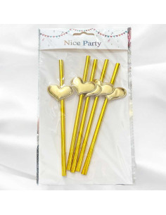 Set de 5 Set de 25 Pailles en Carton, Coeur