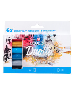 Set de 6 Feutres Aquarelles Ecoline Duotip - Royal Talens