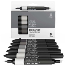 Set De 6 Marqueurs Promarker Double Pointe Neutral Tones - Winsor & Newton