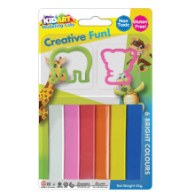 Set de 6 Pâtes à Modeler + 2 Moules, 50 gr - KidArt