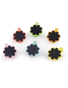 Set de 6 Pinces en Bois avec Mini Ardoise
