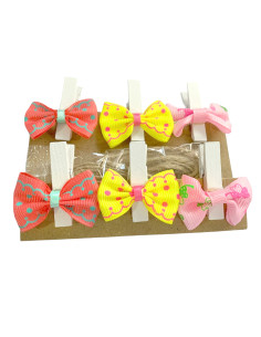 Set de 6 Pinces En Bois avec Papillon