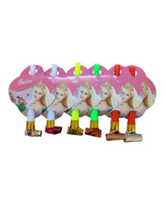 Set de 6 Sifflets Anniversaire, Barbie