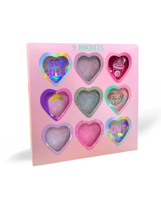 Set de 9 Aimants Décoratifs Cœur Messages Positifs
