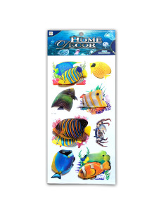 Stickers Muraux Autocollants Poissons Aquarium Relief 8D