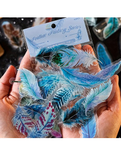 Stickers Plumes Fantaisie Autocollants Aquarelle, 40 Pcs