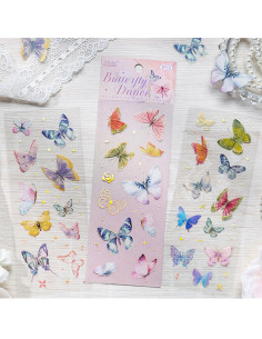 Stickers Transparents Aquarelle 3 Feuilles - Méduses - Papillons - Libellules