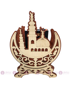 Support Coran en bois Forme Mosquée & Croissant