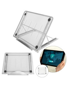 Support Laptop Blanc Réglable et Pliable en Métal