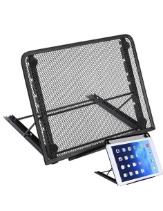 Support Laptop Noir Réglable et Pliable en Métal
