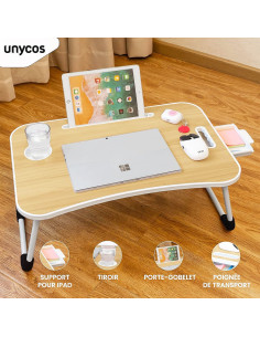 Table de Lit Pliante GM Uni Multifonction, Effet Bois