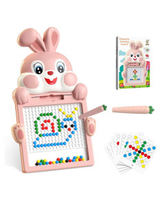 Tableau Magnétique Lapin, Billes Colorées avec Cartes Modèles