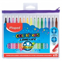 Trousse Feutres Colors'Peps Long Life Fermeture ZIP 15pcs - Maped