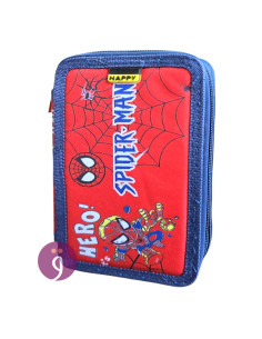 Trousse Plate 2 Compartiments SpiderMan, Happy - Réf.FM25001