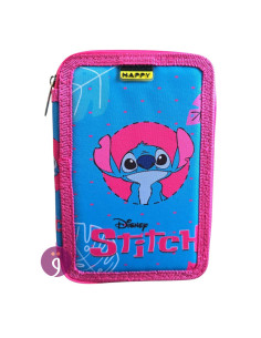 Trousse Plate 2 Compartiments Stitch, Happy - Réf.FM25001