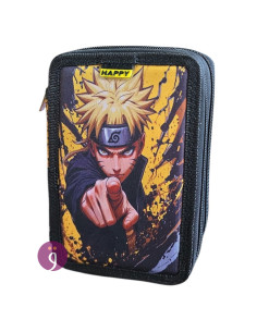 Trousse Plate 3 Compartiments Naruto, Happy - Réf.FM25002