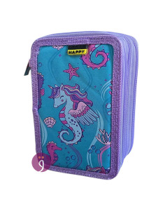 Trousse Plate 3 Compartiments Unicorn, Happy - Réf.FM25002