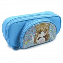 Trousse Scolaire XRS Glitter 2C Bleu - Réf.9999