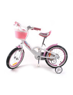 Vélo Enfant Mermaid 14 Pouces avec Roues Stabilisatrices et Panier Avant, Blanc