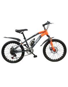 Vélo Garçon 20 Pouces Style Sport & Aventure, Avec Panier et Roues Stabilisatrices